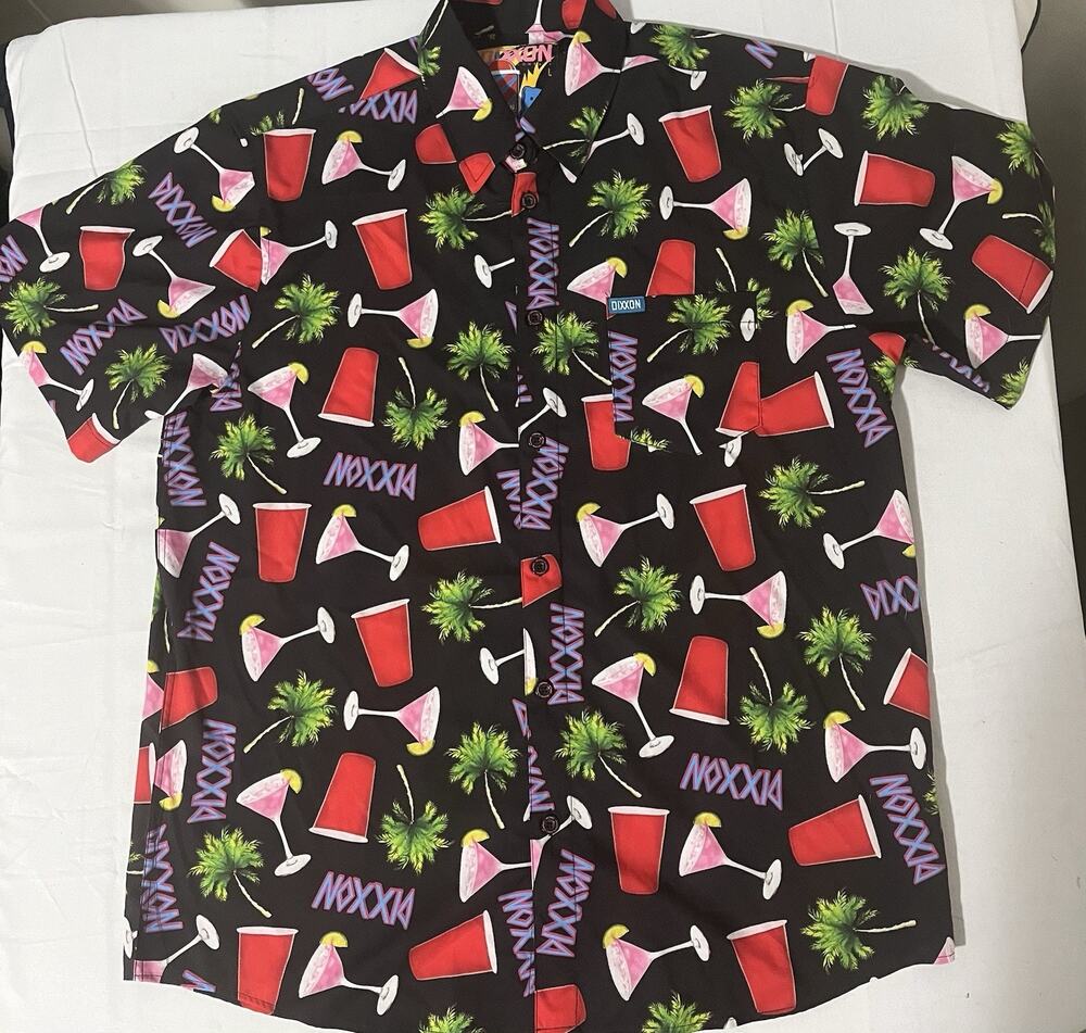 Red Solo Cup Dixon Flannel Company Party Shirt Men Large Short Sleeve Black Nice